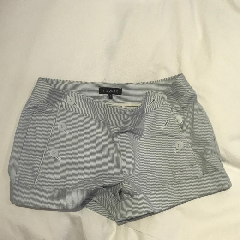 Talula by Aritzia white and blue striped shorts
